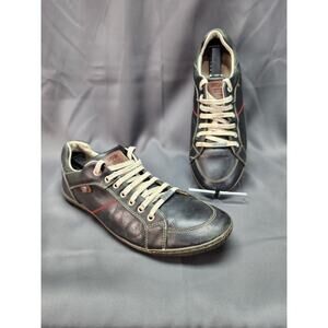 63 Fascar Exclusive Mens Black Leather Lace Up Comfort Casual Sneakers Size 10